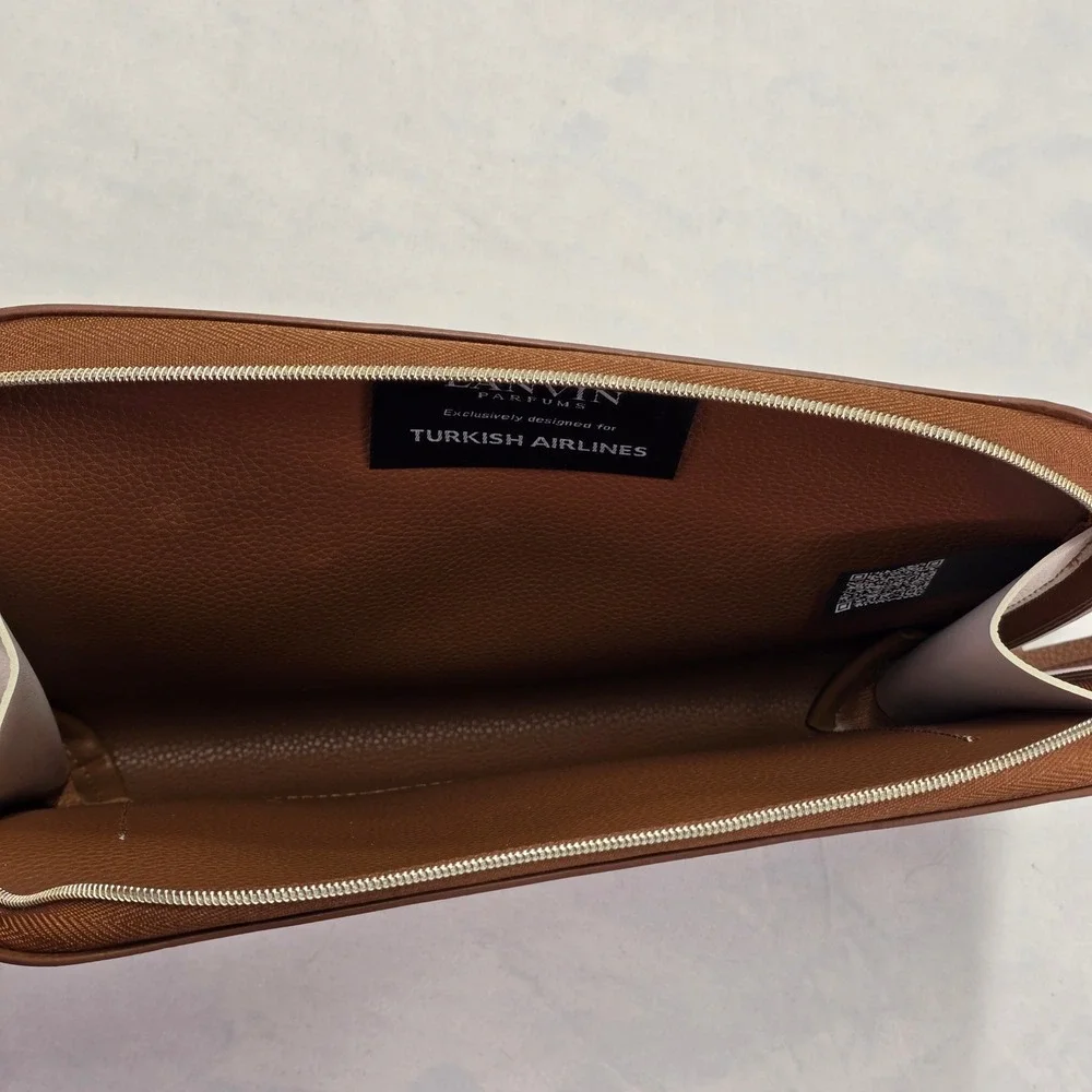 Lanvin Parfums Turkish Airlines‎ Amenity Pouch Brown Cream Travel Bag